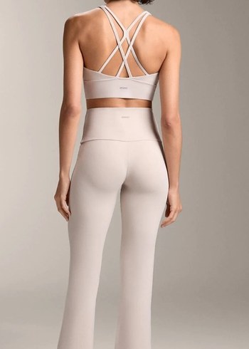 Bej Kadın Midi Bol Paça Spor Pantolon - Görsel 2