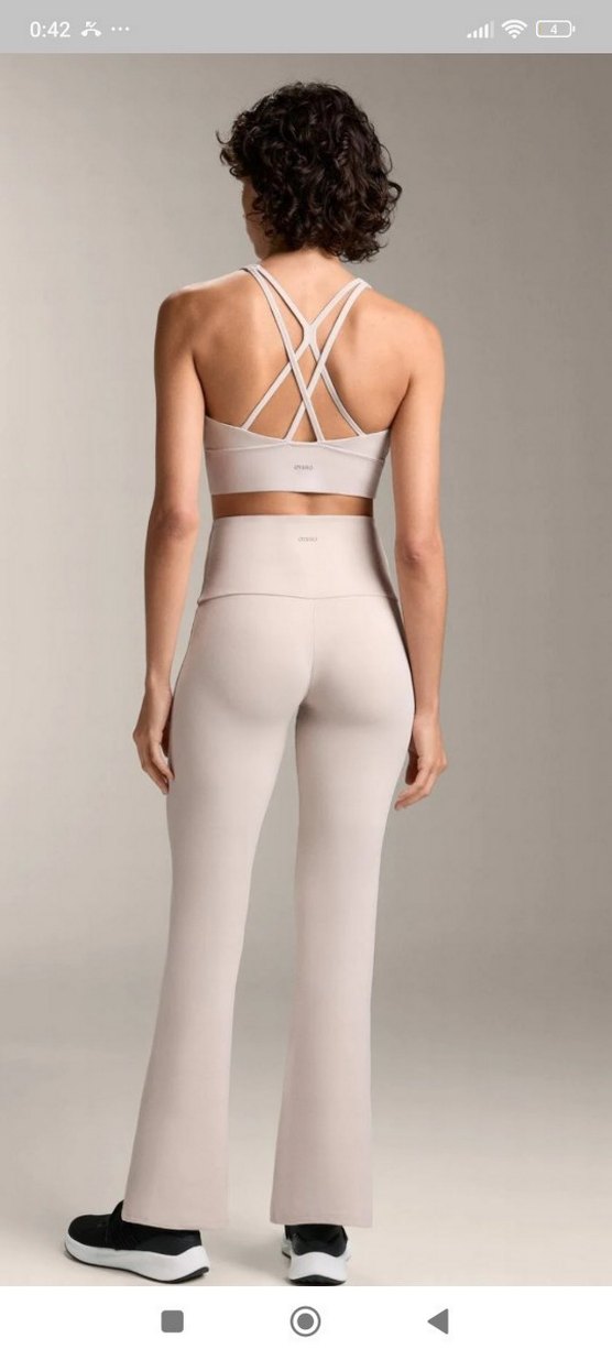 Bej Kadın Midi Bol Paça Spor Pantolon - Görsel 2