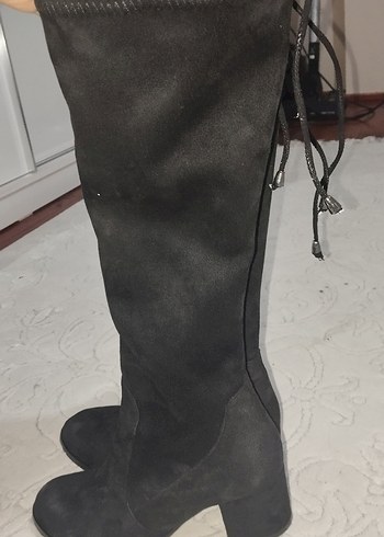 Siyah Süet Tokalı Dizüstü Bot - Görsel 2