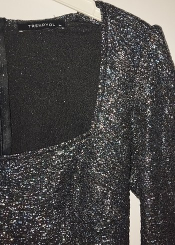 Parlak Siyah Mini Abiye Elbise - Görsel 2