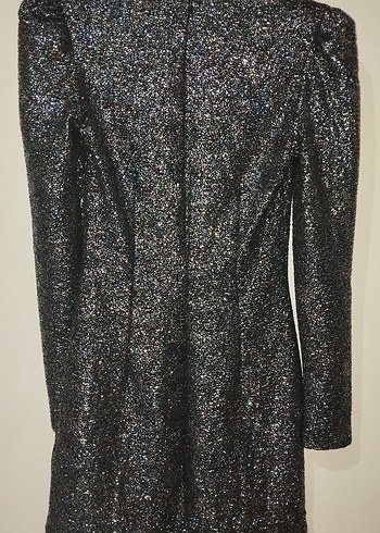 Parlak Siyah Mini Abiye Elbise - Görsel 3