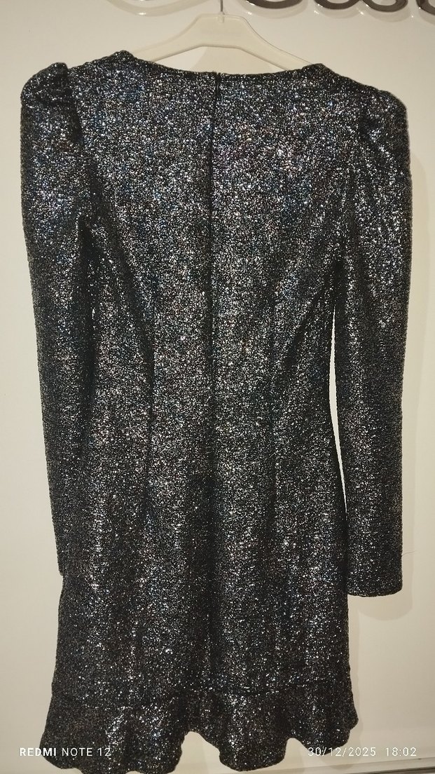 Parlak Siyah Mini Abiye Elbise - Görsel 3