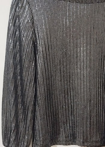 Gri Metalik Pilili Uzun Kollu Bluz - Görsel 2