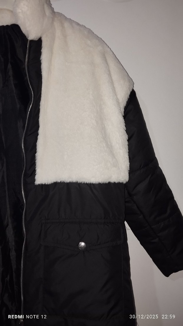 Beyaz Kürklü Midi Kadın Kış Ceketi - Görsel 2