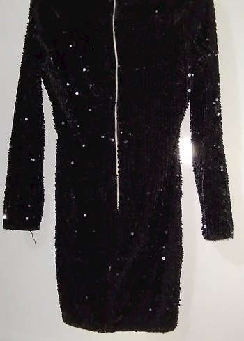 Siyah Payetli Uzun Kollu Abiye Elbise - Görsel 3