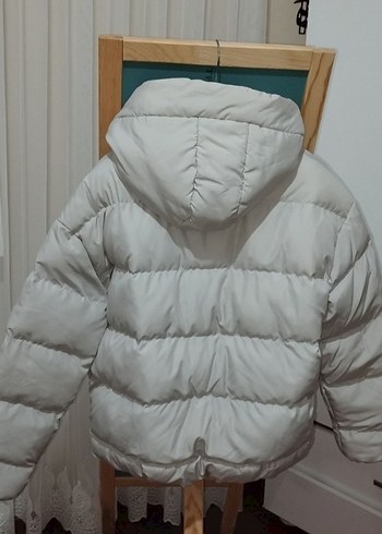 Kadın Beyaz Midi Kışlık Şişme Mont - Görsel 2