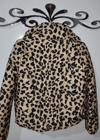 Kürklü Leopar Desenli Kısa Kadın Ceket - Görsel 2