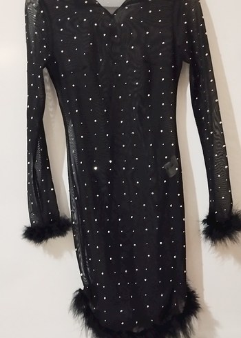 taşlı Transparan şık elbise.. - Görsel 3