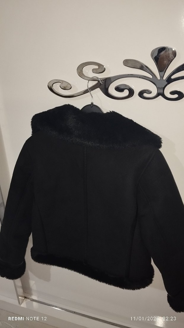 Siyah Süet Kürk Detaylı Kadın Ceket - Görsel 3