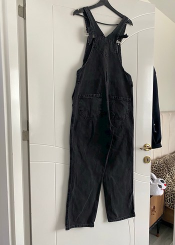 Siyah Kot Midi Boy Bol Kesim Tulum - Görsel 2