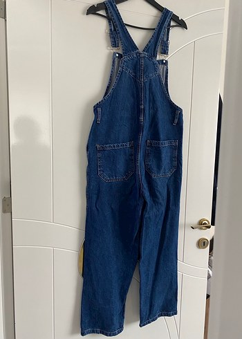 Kadın Lacivert Denim Midi Salopet - Görsel 4