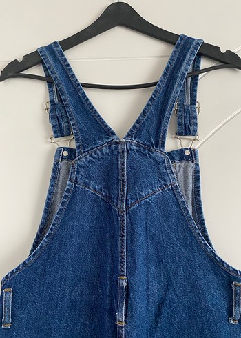 Kadın Lacivert Denim Midi Salopet - Görsel 5