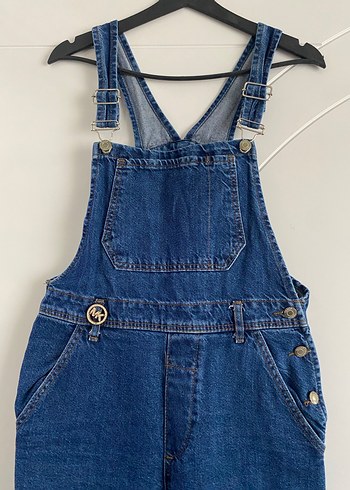 Kadın Lacivert Denim Midi Salopet - Görsel 2