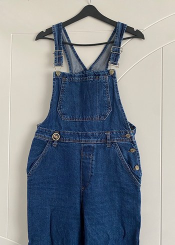 Kadın Lacivert Denim Midi Salopet - Görsel 3