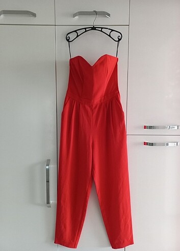 H&M straplez nar çiçeği tulum 34