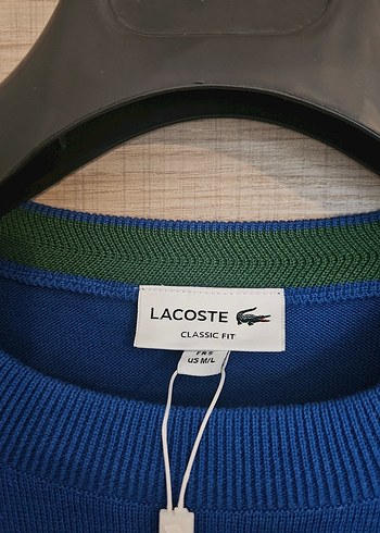 Lacoste Mavi Erkek Triko kazak. sıfır etiketli. orjinal. - Görsel 3