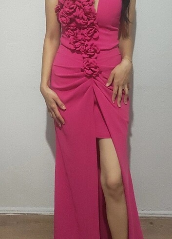 Fuşya abiye elbise  - Görsel 5
