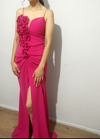 Fuşya abiye elbise  - Görsel 6