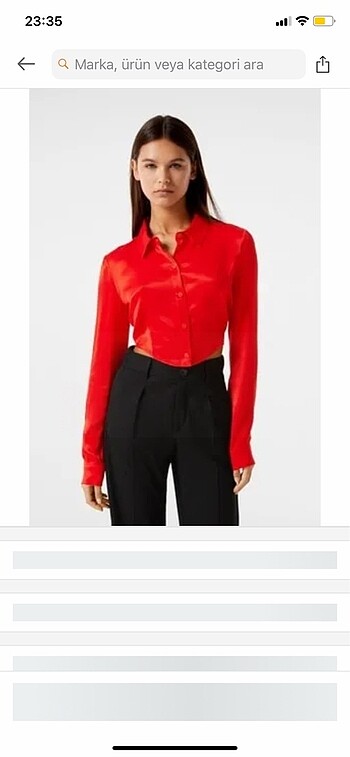 Bershka saten crop gömlek