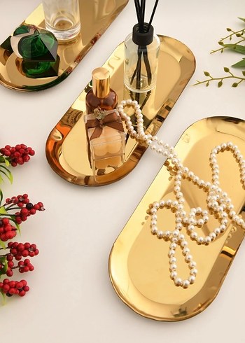 Parlak Altın Renkli 2 adet Tepsi Seti - Görsel 2