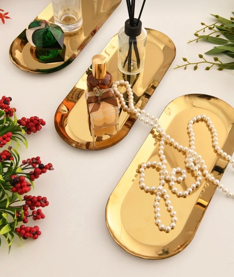 Parlak Altın Renkli 2 adet Tepsi Seti - Görsel 2