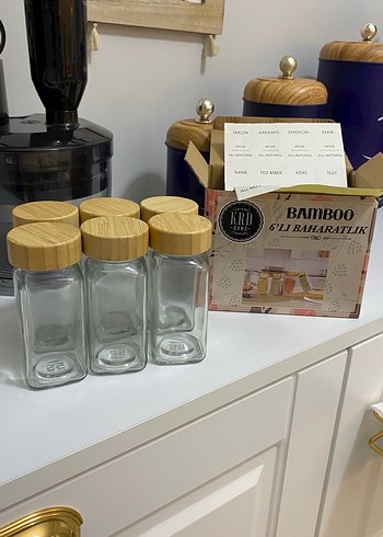 Bambu Kapaklı 6'lı Baharatlık Seti - Görsel 2