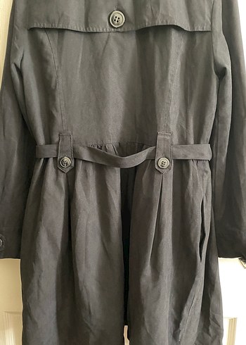 LC Waikiki Kız Çocuk Düğmeli Siyah Keten Midi Trençkot
