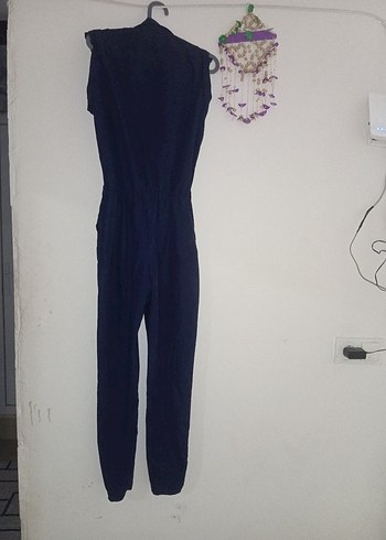 Lacivert Kadın Denim Uzun Tulum