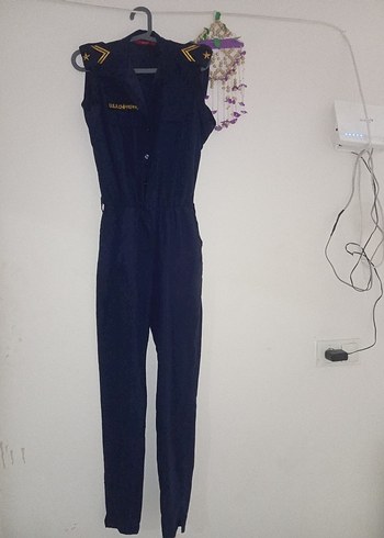 Lacivert Kadın Denim Uzun Tulum - Görsel 2