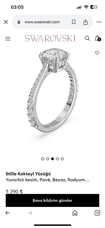 Swarovski Stilla Kokteyl Yüzüğü