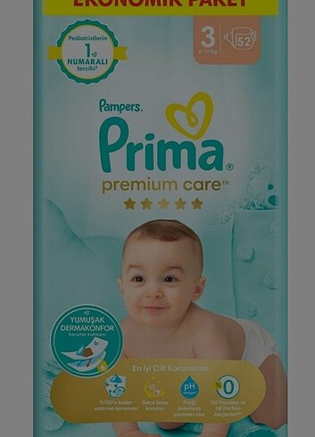 Prima premium care 3 numara 52 adet bebek bezi