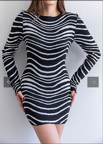 36 Beden Zebra Desenli Elbise
