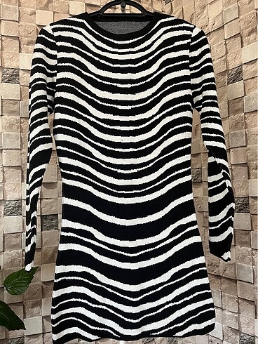 36 Beden çeşitli Renk Zebra Desenli Elbise