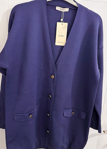 Düğmeli Lacivert Kadın Hırka - Görsel 2