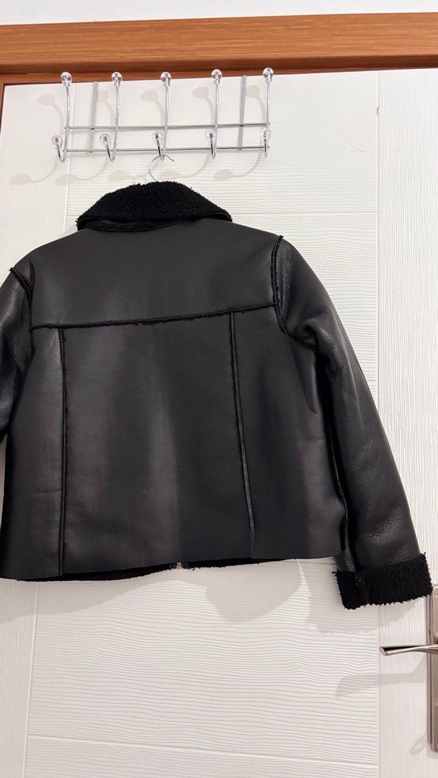 İçi yünlü deri kısa kap - Görsel 3