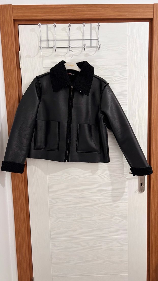 İçi yünlü deri kısa kap - Görsel 2