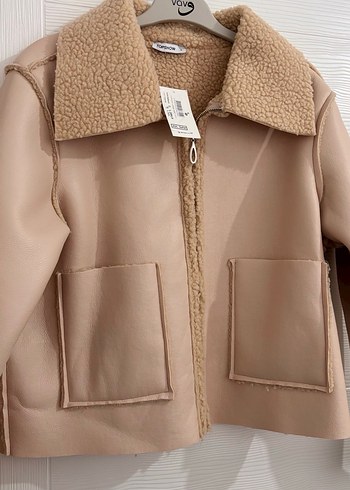 Bej Kısa Süet Ceket Peluş Detaylı - Görsel 2