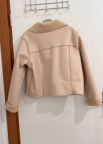 Bej Kısa Süet Ceket Peluş Detaylı - Görsel 3
