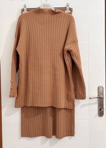 Uzun Kollu kamel Triko Kadın takım - Görsel 3