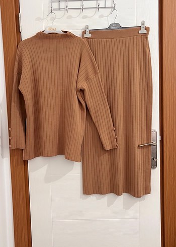 Uzun Kollu kamel Triko Kadın takım - Görsel 2