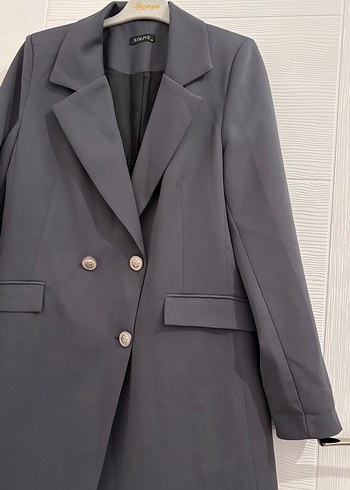 Düğmeli Gri Kadın Blazer Ceket - Görsel 4