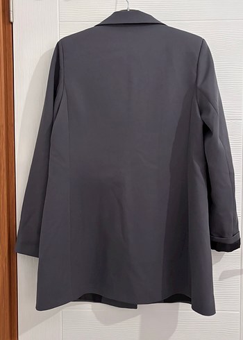 Düğmeli Gri Kadın Blazer Ceket - Görsel 2