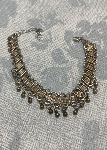 Uzun Zincir Detaylı Parlak gümüş renk halhak - Görsel 2