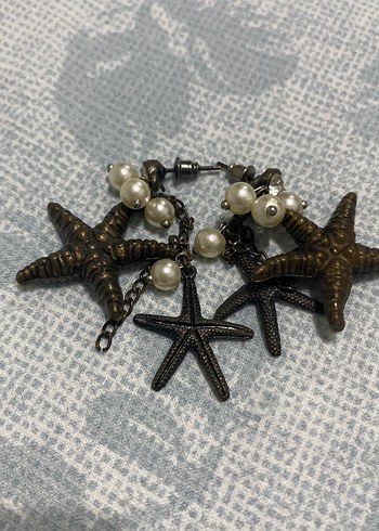 Boncuklu Beyaz Deniz Yıldızı Küpeler - Görsel 3