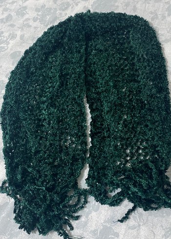 Kadın Koyu Yeşil Örgü Şal - Görsel 2
