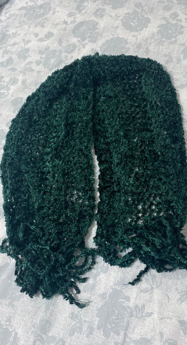 Kadın Koyu Yeşil Örgü Şal - Görsel 2