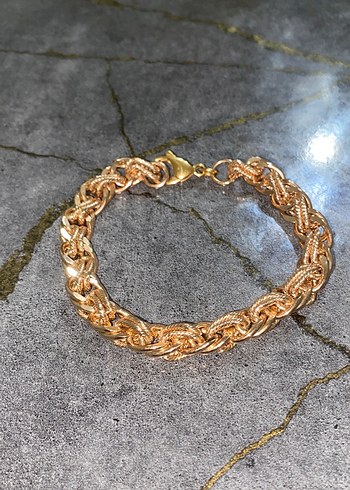 Zincir Detaylı Parlak bakır Bileklik - Görsel 2