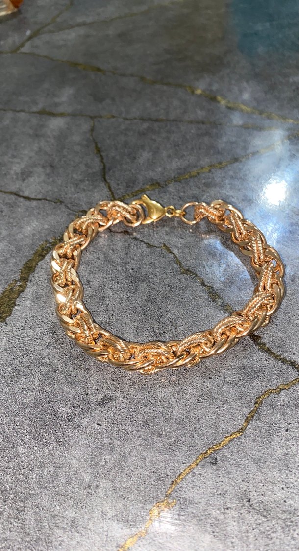 Zincir Detaylı Parlak bakır Bileklik - Görsel 2