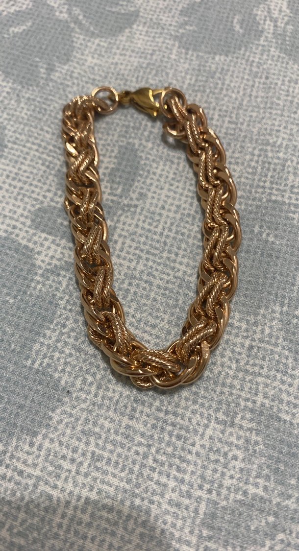 Zincir Detaylı Parlak bakır Bileklik - Görsel 3