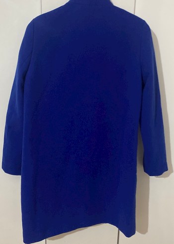 Düz Kesim Saks Mavisi Kaban - Görsel 2